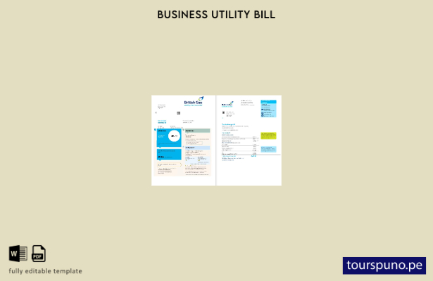 Plantilla PSD de factura de servicios públicos de negocios de British Gas del Re